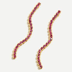 Mia Linear Crystal Earrings in Neon Flamingo